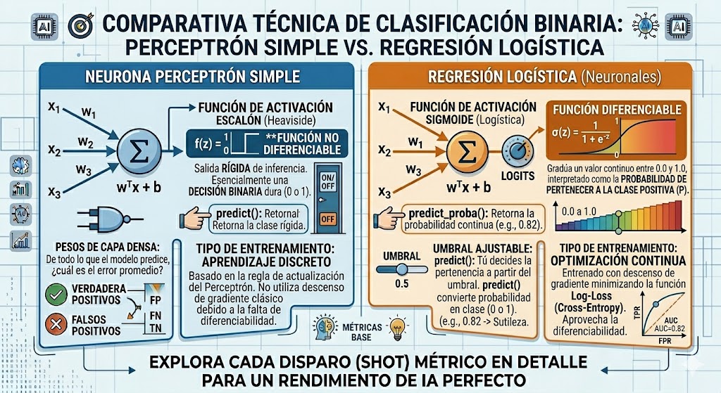 Neuronas: Perceptrón Simple Vs Regresión logística